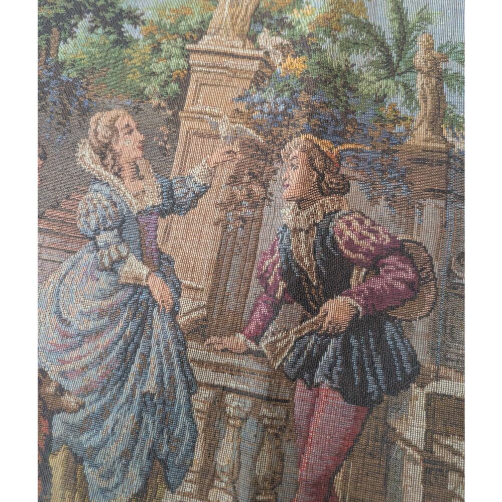 Vintage Belgian Woven Tapestry Venice Canal Gondola Scene Made in Belgium 36x36 - Picture 9 of 16